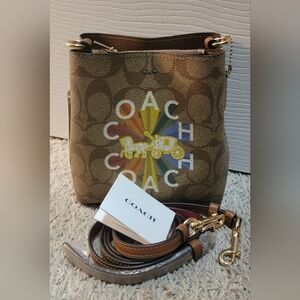 Coach Mini Town Bucket Bag Signature Canvas With Coach Radial Rainbow Tote Bag